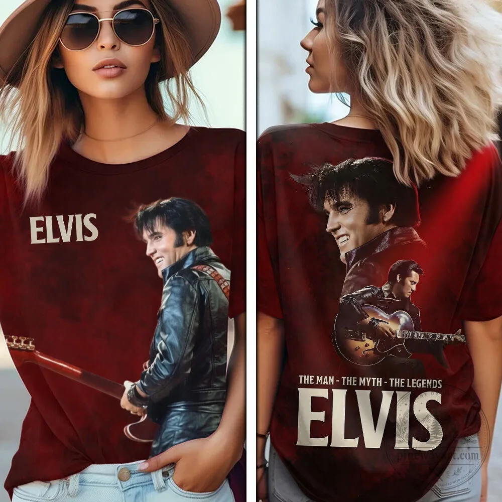 Elvis Presley The Man The Myth The Legend Red Graphic T-Shirt