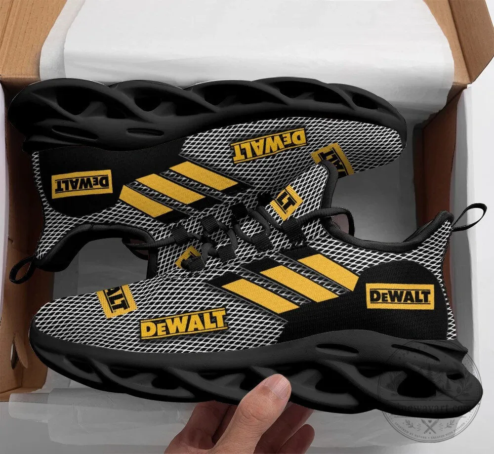 DeWalt Black and Yellow Logo Pattern Athletic Sneakers