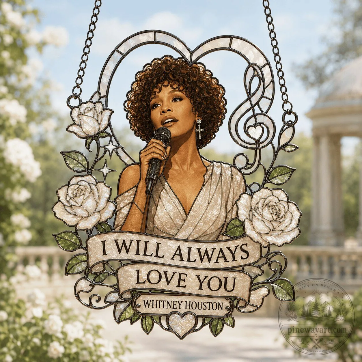 Whitney Houston I Will Always Love You Stained Glass Suncatcher Window Hanging 1 Whitney Houston I Will Always Love You Stained Glass Suncatcher Window Hanging