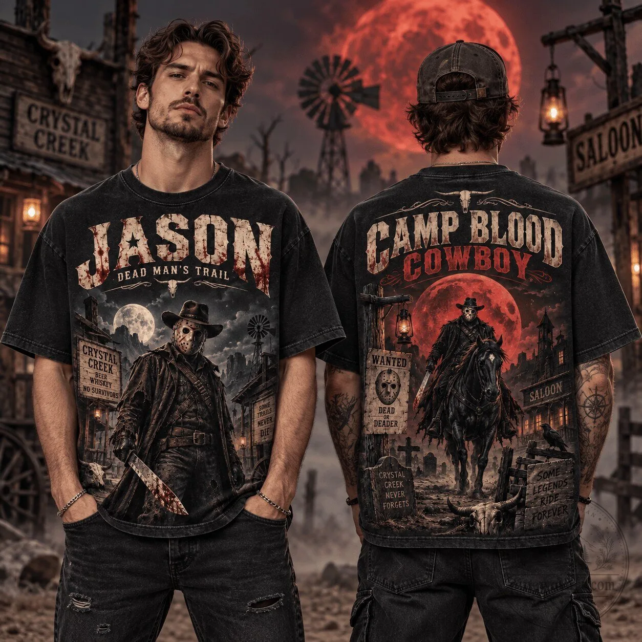 Jason Voorhees Camp Blood Cowboy Wild West Horror Movie T-Shirt 2 Jason Voorhees Camp Blood Cowboy Wild West Horror Movie T-Shirt