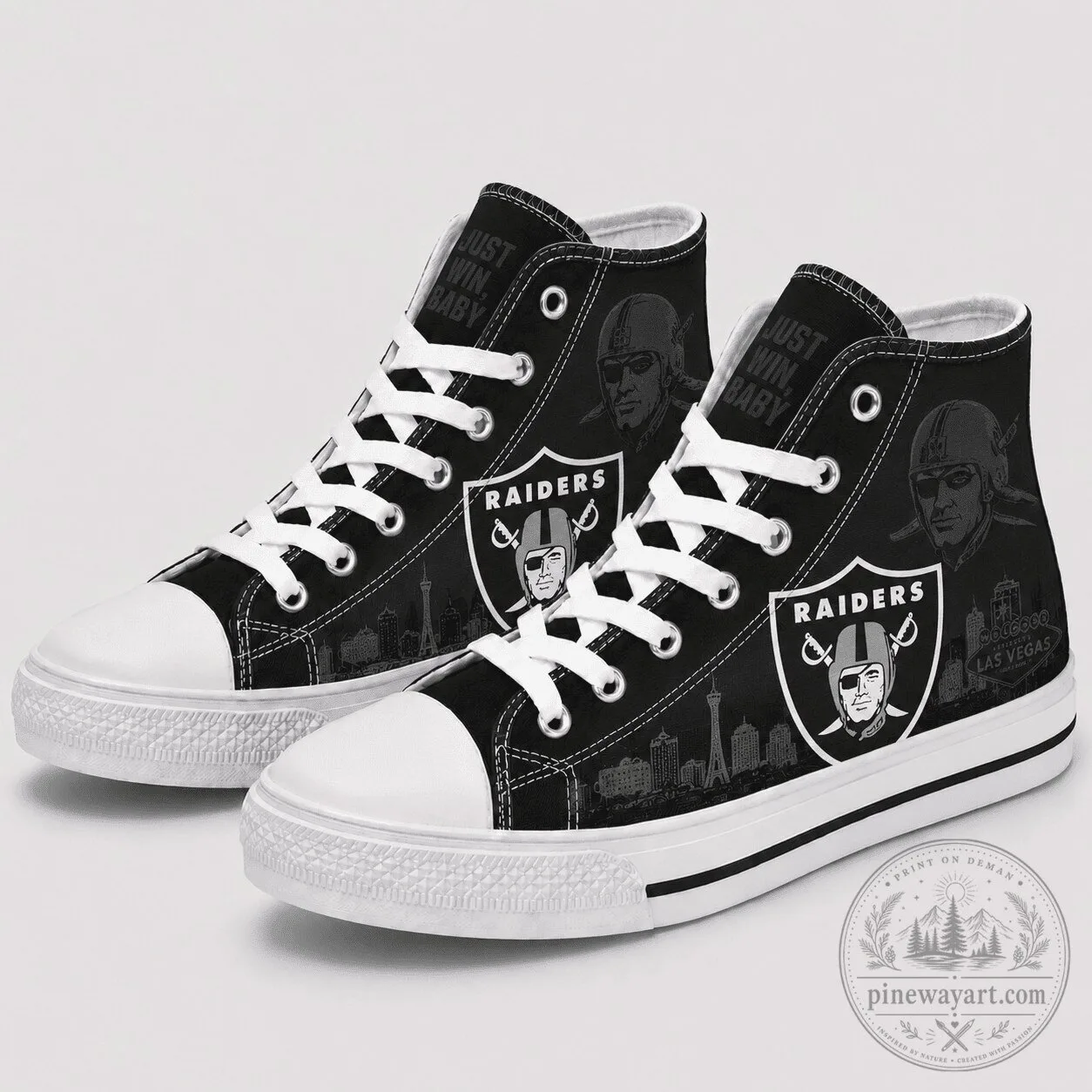 Las Vegas Raiders Just Win Baby High Top Canvas Sneakers 1 Las Vegas Raiders Just Win Baby High Top Canvas Sneakers