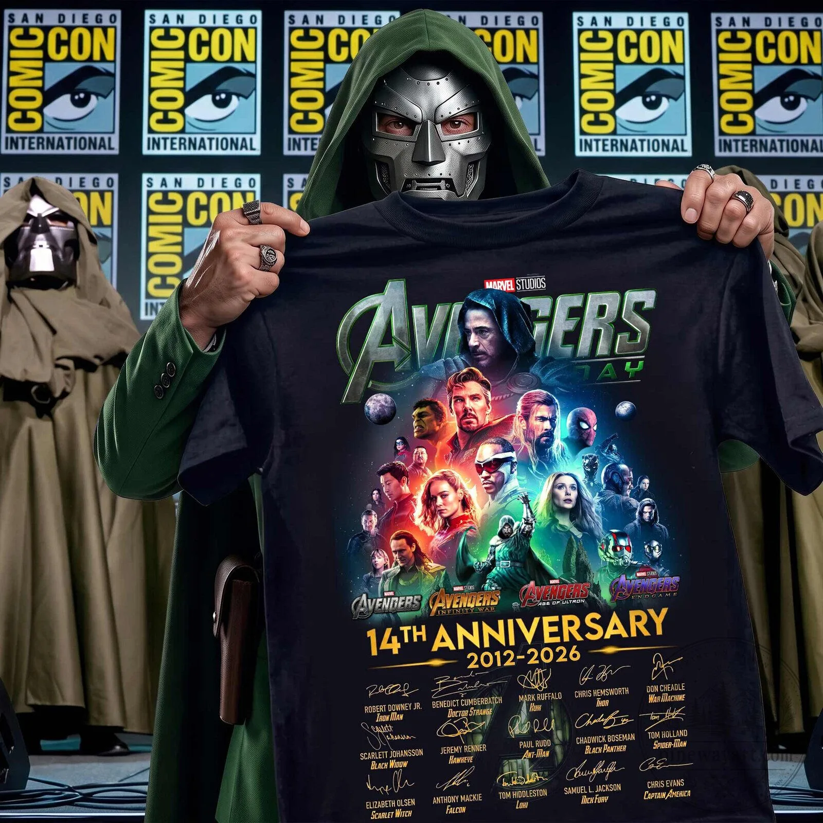 Avengers Doomsday 14th Anniversary Marvel Studios Character Signatures T-Shirt
