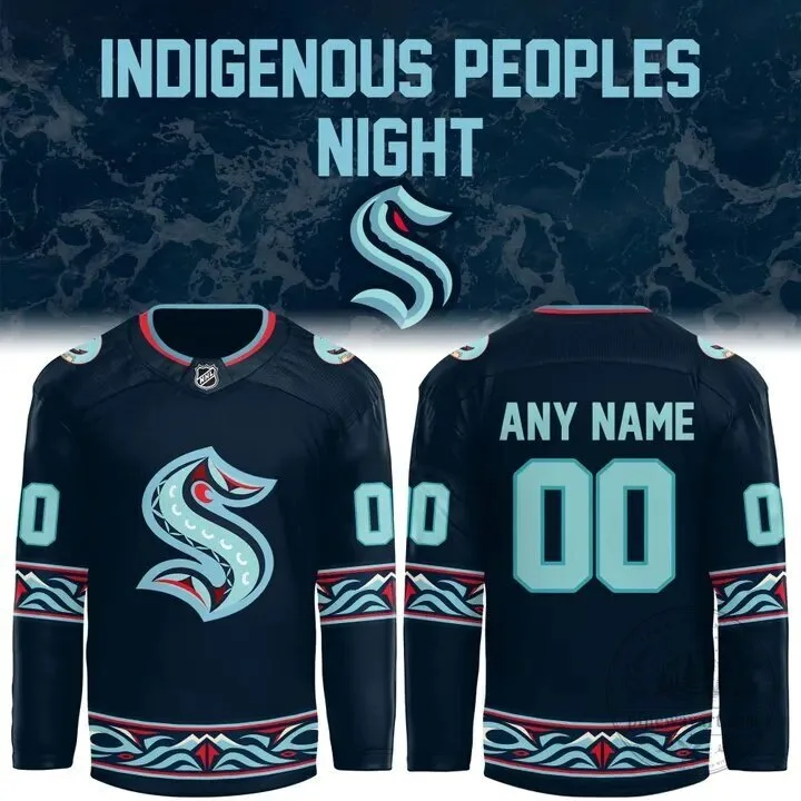 Seattle Kraken Indigenous Peoples Night Custom Hockey Jersey 5 Seattle Kraken Indigenous Peoples Night Custom Hockey Jersey
