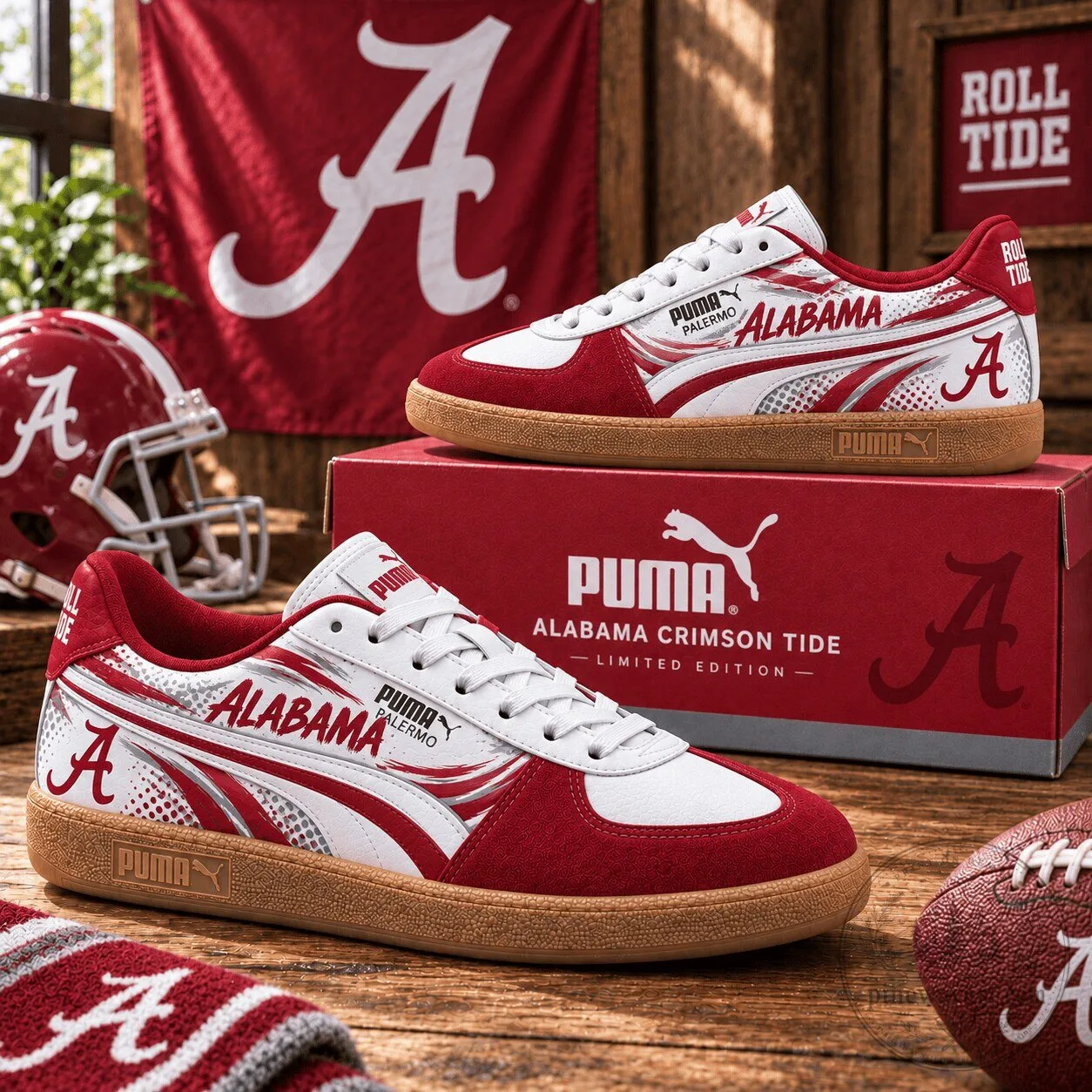 University of Alabama Crimson Tide Palermo Puma Sneakers 2 University of Alabama Crimson Tide Palermo Puma Sneakers