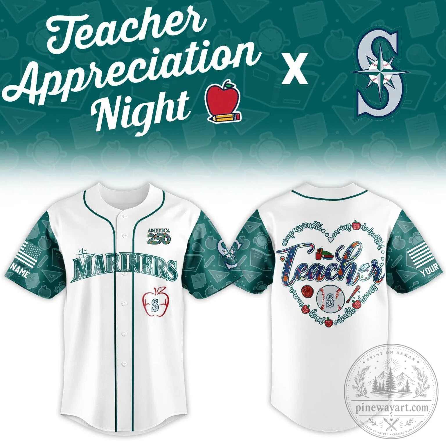 Seattle Mariners Baseball Teacher Appreciation Night Special Edition Jersey