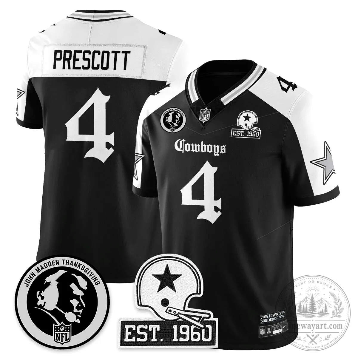 Dak Prescott Football Jersey for Dallas Cowboys by John Madden