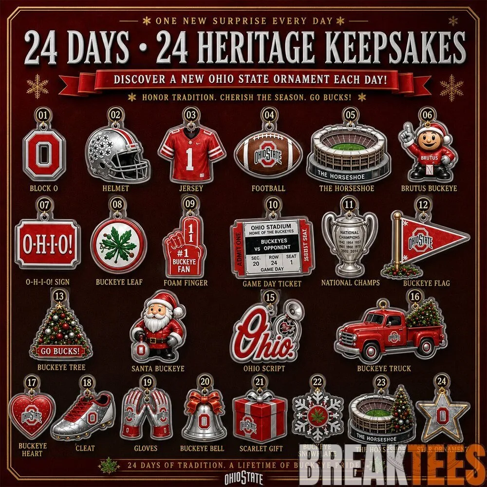 Ohio State Buckeyes 24 Days of Christmas Advent Calendar with 24 Ornaments