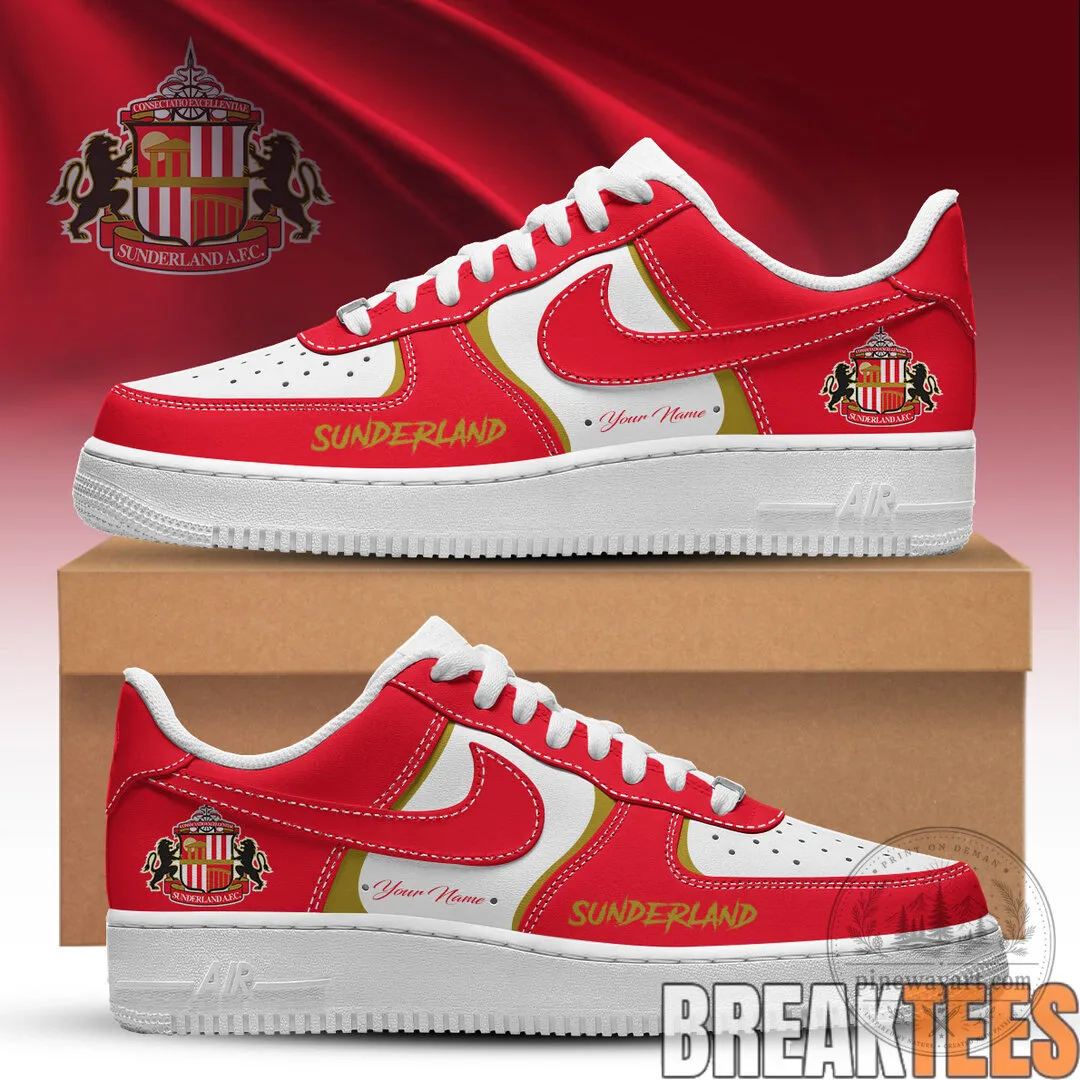 Sunderland Association Football Club Custom Name Red and White Air Force One Shoes