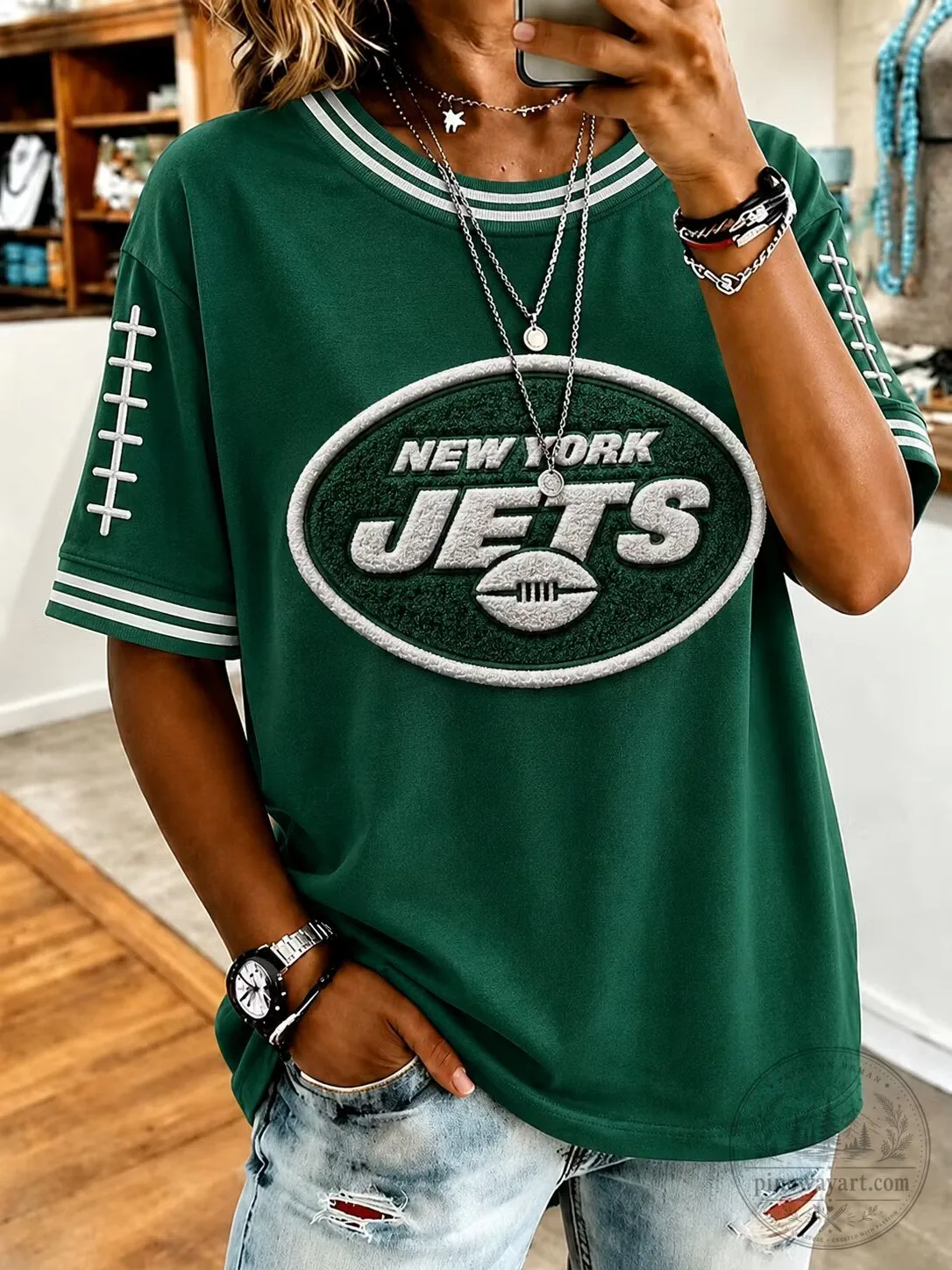 New York Jets Football Team Green Oversized T-Shirt