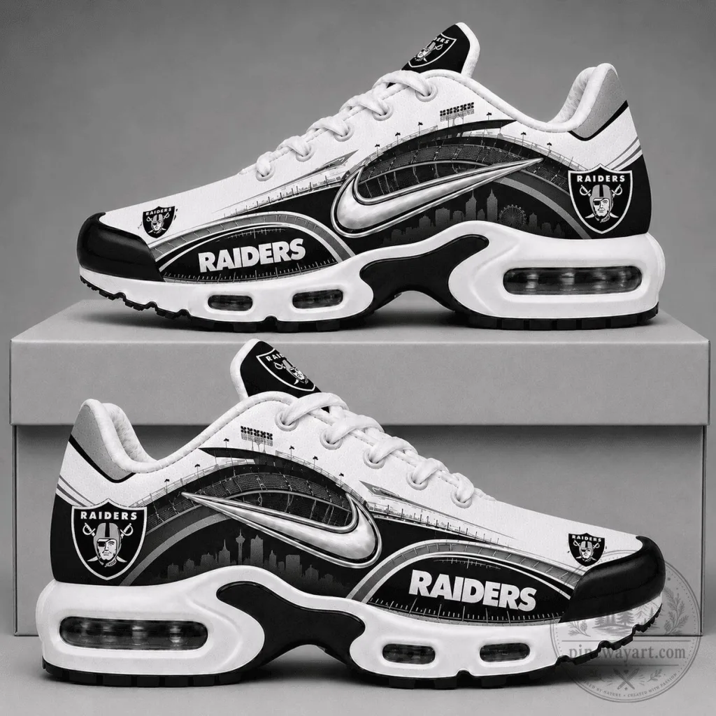 Las Vegas Raiders NFL Team Logo Max Air Custom Running Shoes 1 Las Vegas Raiders NFL Team Logo Max Air Custom Running Shoes