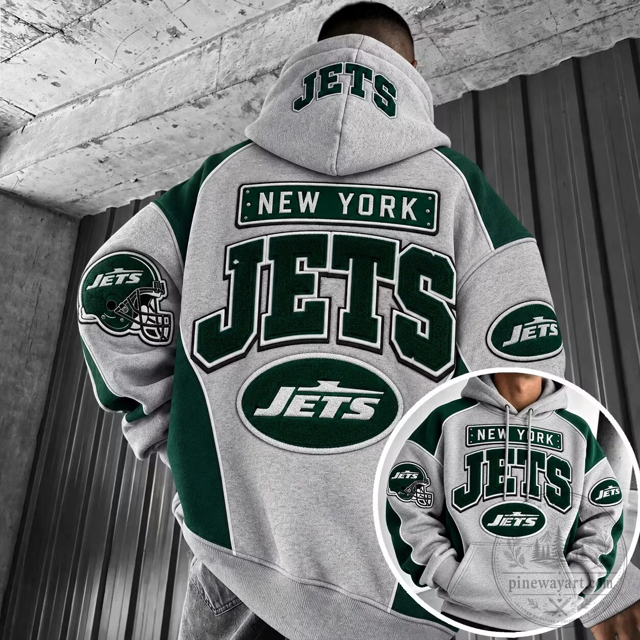New York Jets American Football Team Gray and Green Hoodie