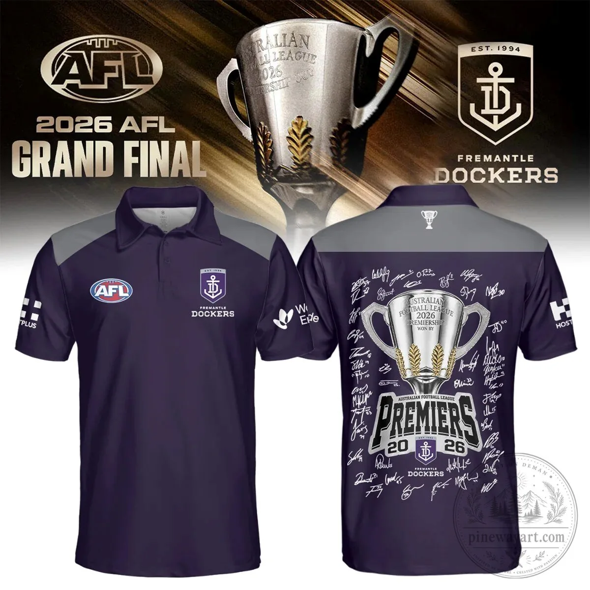 Fremantle Dockers Australian Football League 2026 Premiership Polo Shirt 5 Fremantle Dockers Australian Football League 2026 Premiership Polo Shirt