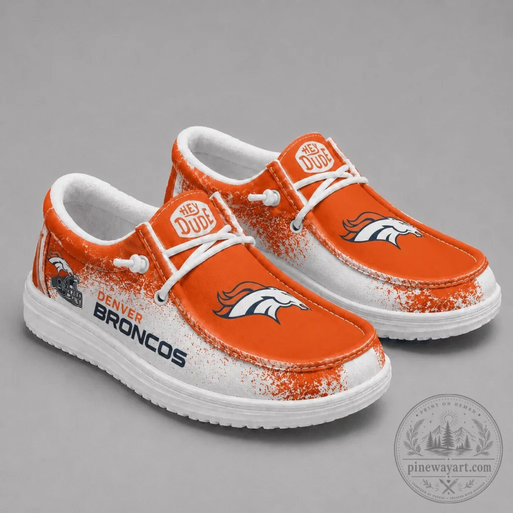 Denver Broncos Team Logo Orange and White Casual Loafer Shoes Denver Broncos Team Logo Orange and White Casual Loafer Shoes