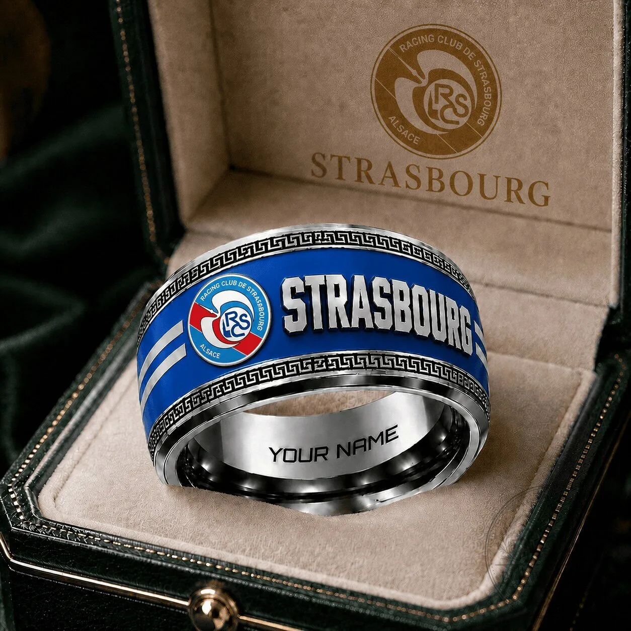 Racing Club de Strasbourg Alsace Football Team Personalized Ring