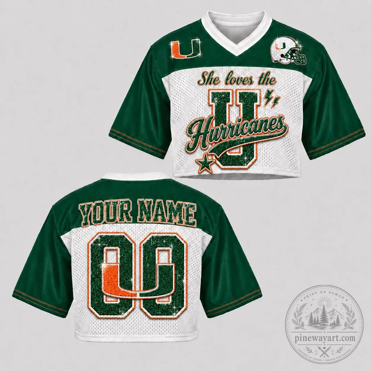 Miami Hurricanes Football Women's Cropped Game Day Mesh Jersey