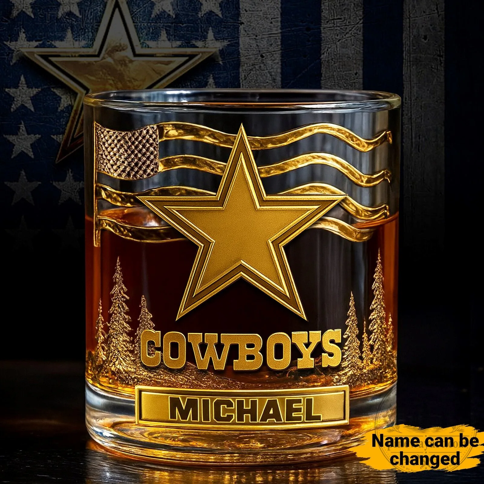 Dallas Cowboys Personalized Whiskey Glass, Custom Name NFL Football Drinking Glass 1 Dallas Cowboys Personalized Whiskey Glass, Custom Name NFL Football Drinking Glass