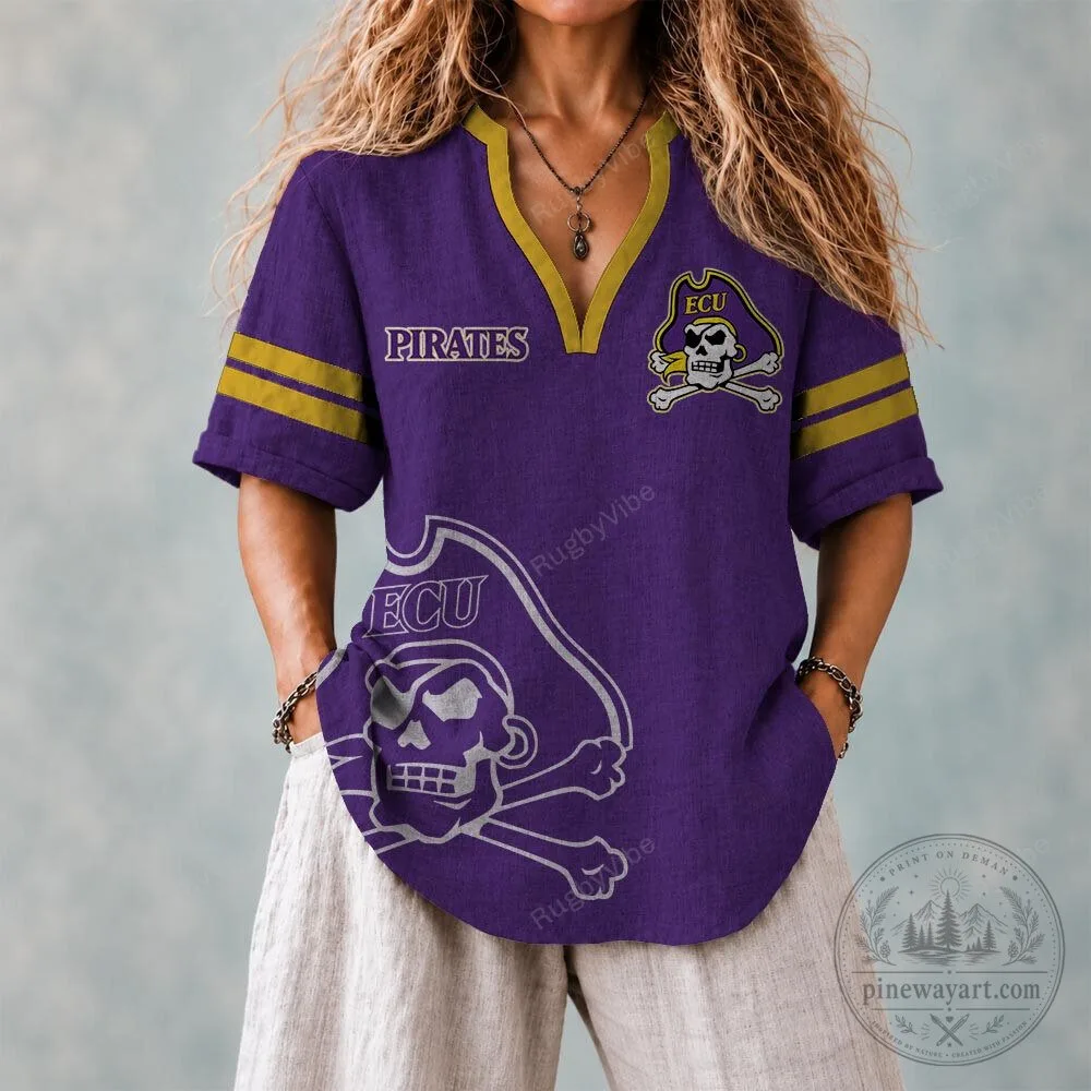 East Carolina Pirates Skull and Crossbones Logo Purple Hawaiian Shirt