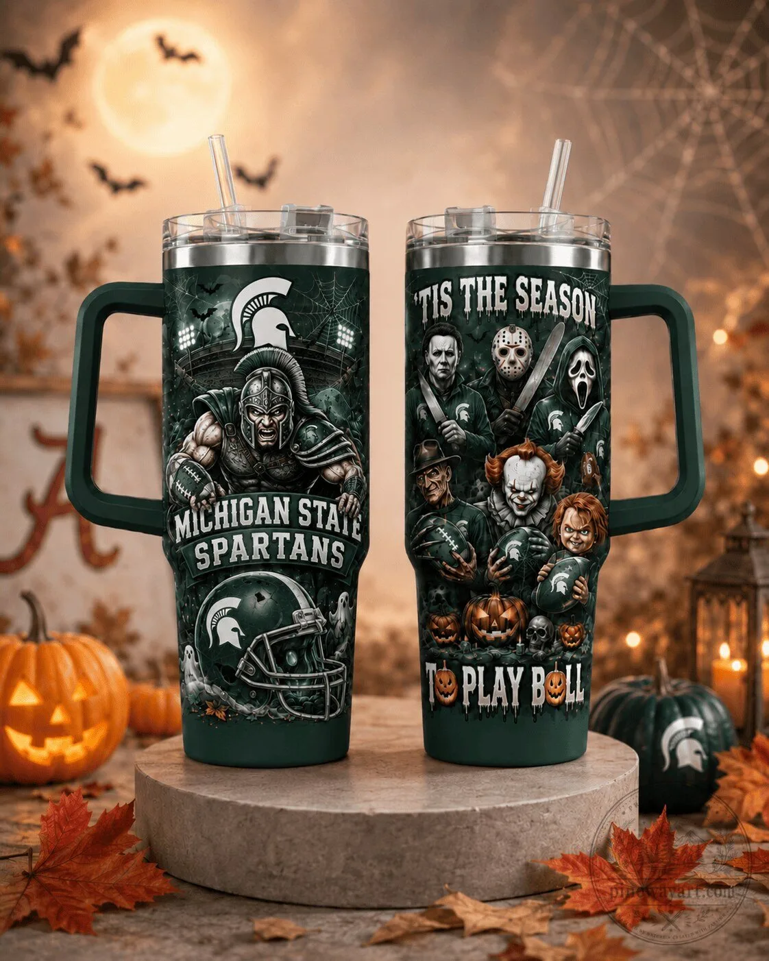 Michigan State Spartans Halloween Horror Slashers Stainless Steel Tumbler