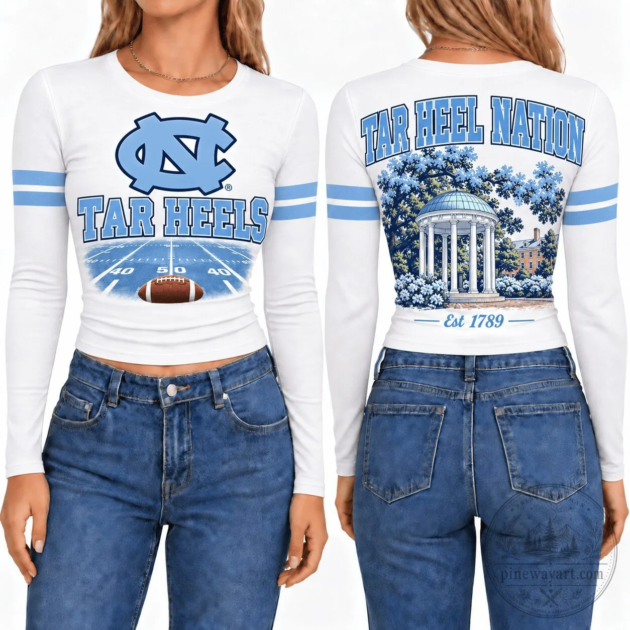 North Carolina Tar Heels Football Field Long Sleeve Shirt