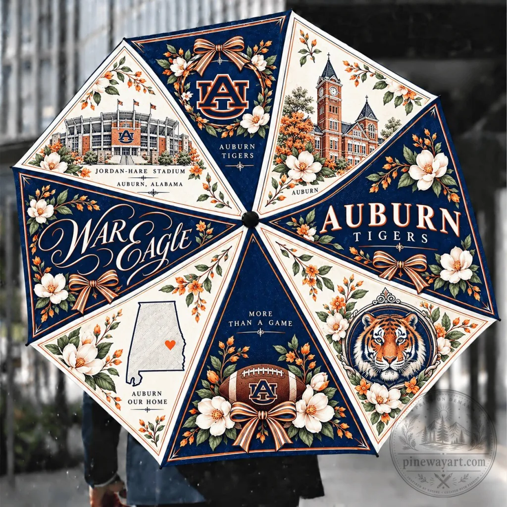 Auburn Tigers War Eagle Floral Pattern Umbrella Auburn Tigers War Eagle Floral Pattern Umbrella
