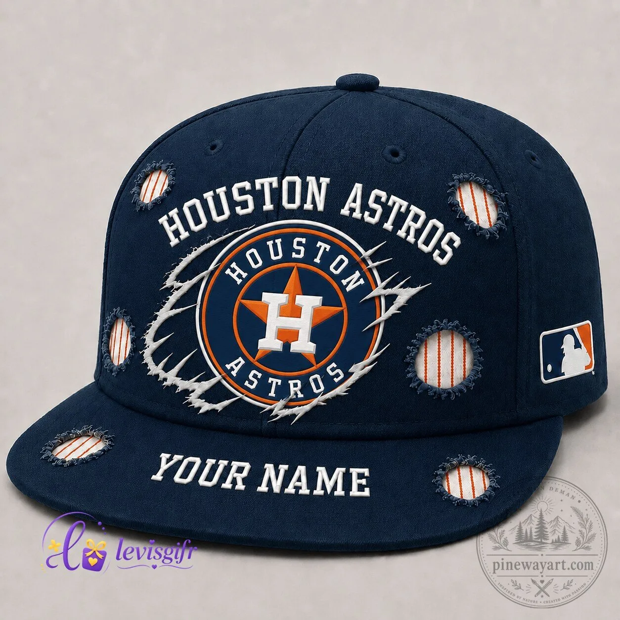 Houston Astros Baseball Distressed Logo Personalized Snapback Cap Hat