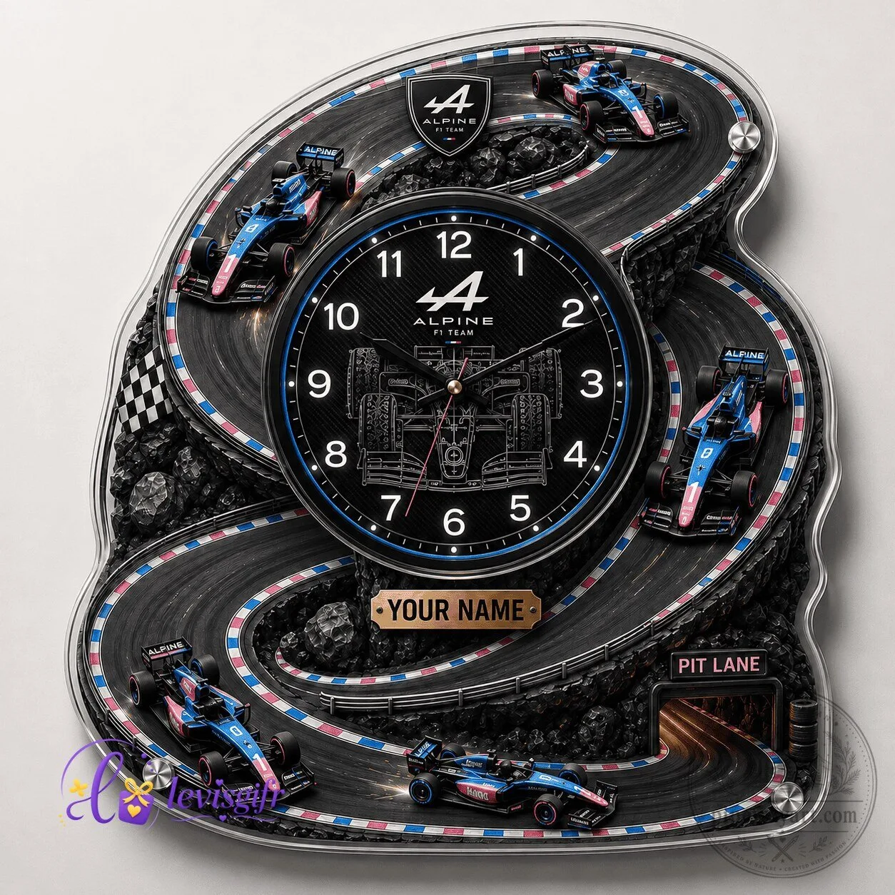 Racing Fan Gift Alpine Formula 1 Team Personalized Wall Clock