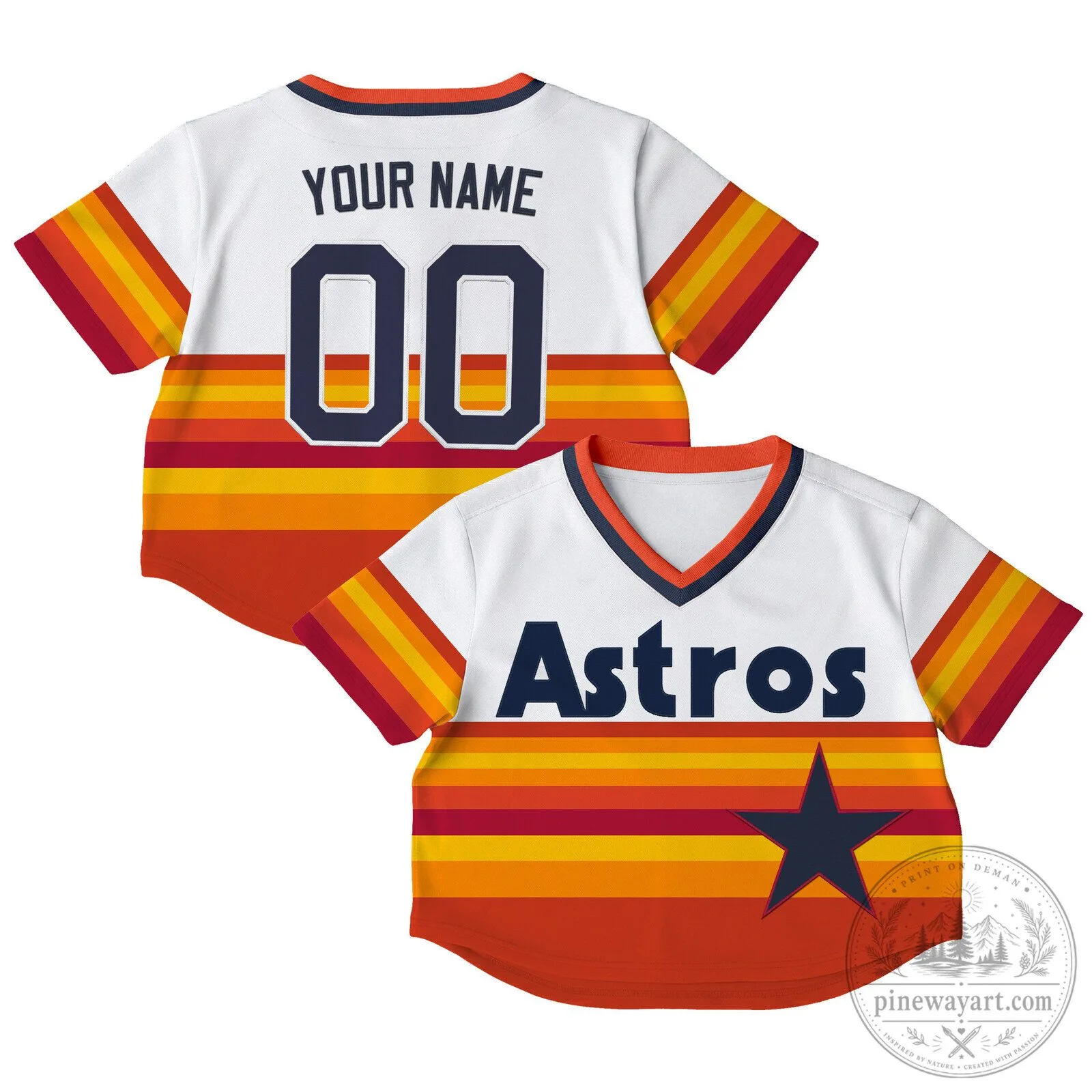 Houston Astros Baseball Retro Custom Name Number Jersey