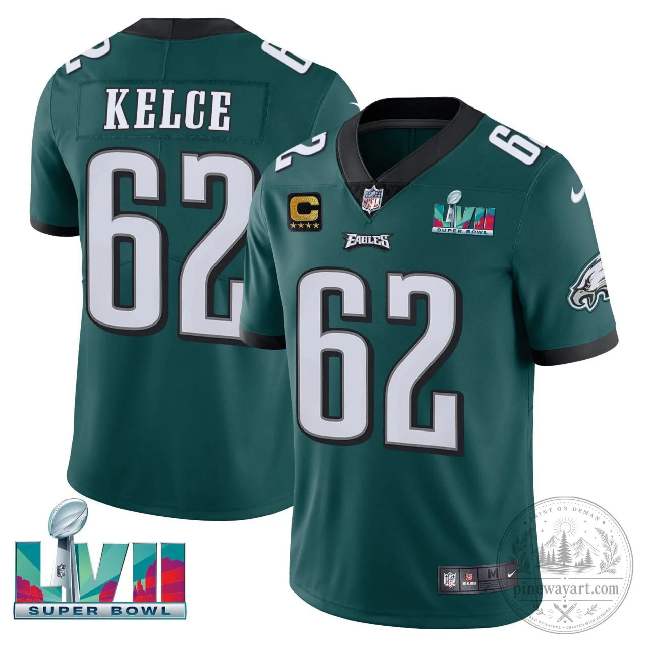 Jason Kelce Philadelphia Eagles Super Bowl LVII Green Football Jersey