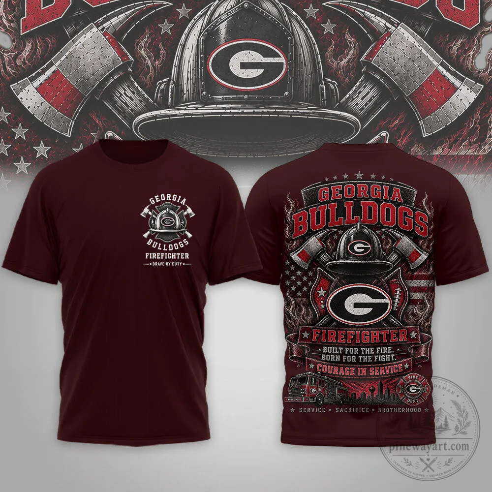 Firefighter Georgia Bulldogs T-Shirt Designed for the Fire