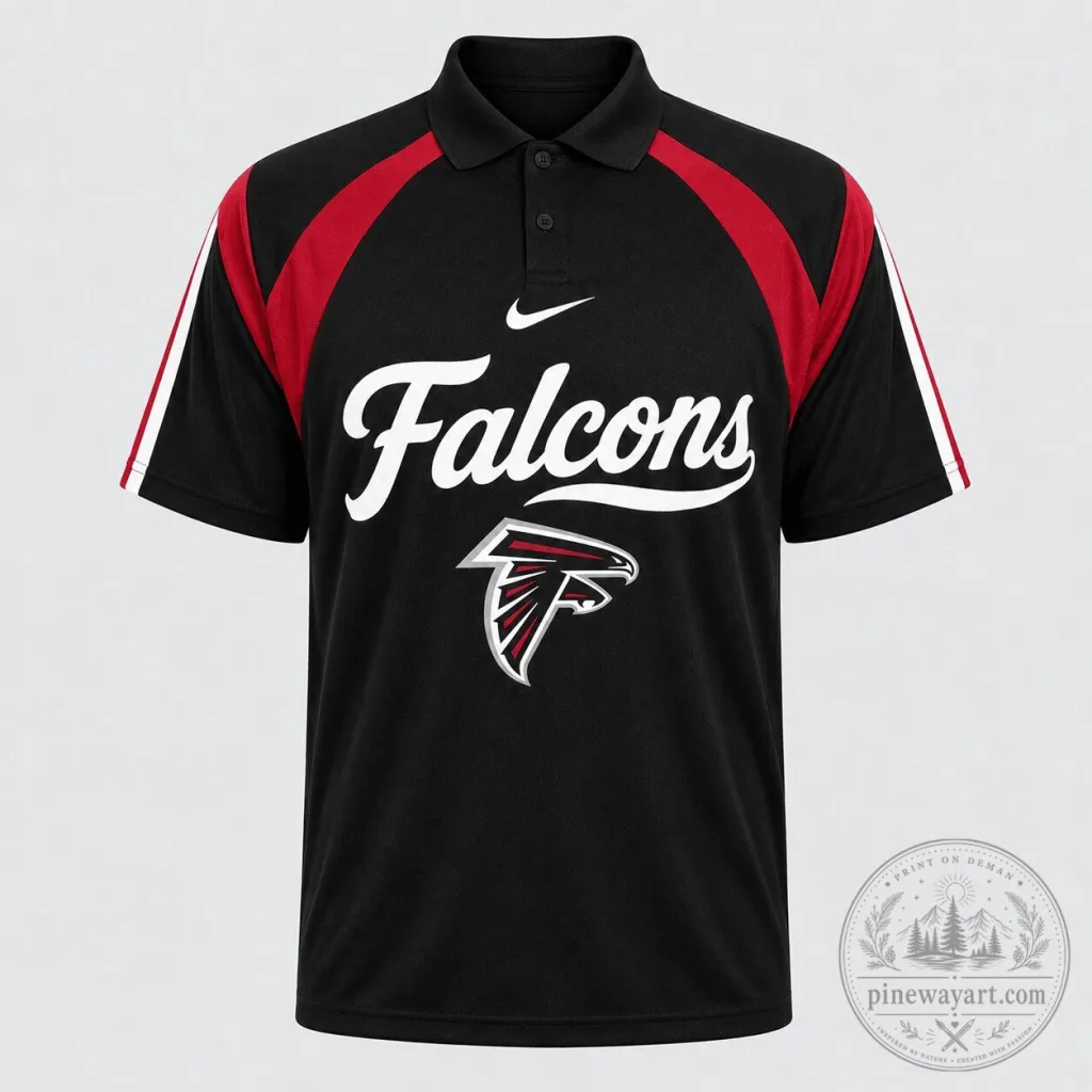 Atlanta Falcons National Football League Mens Black and Red Polo Shirt Atlanta Falcons National Football League Mens Black and Red Polo Shirt