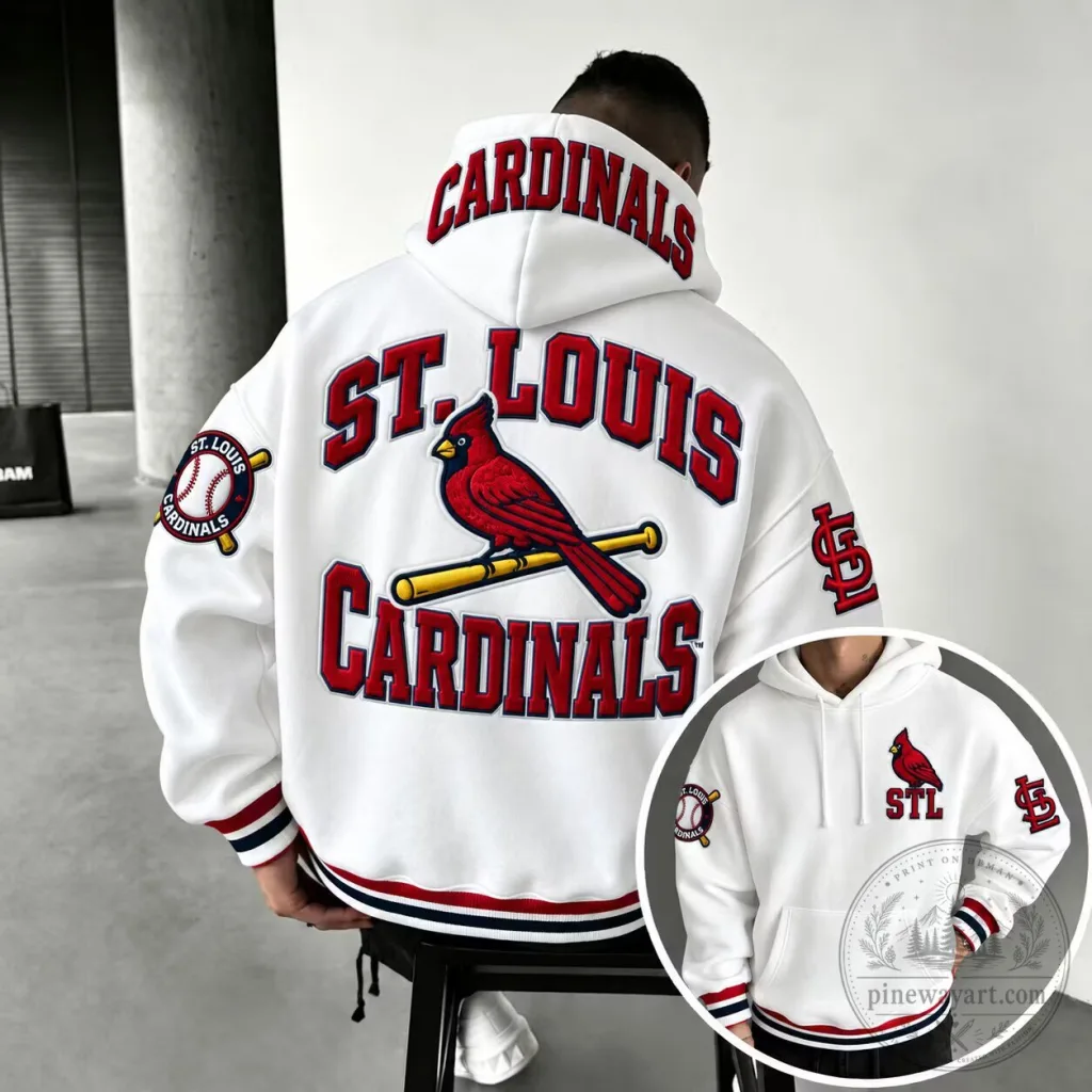 St. Louis Cardinals Baseball Team Logo White Oversized Hoodie Sweatshirt St. Louis Cardinals Baseball Team Logo White Oversized Hoodie Sweatshirt