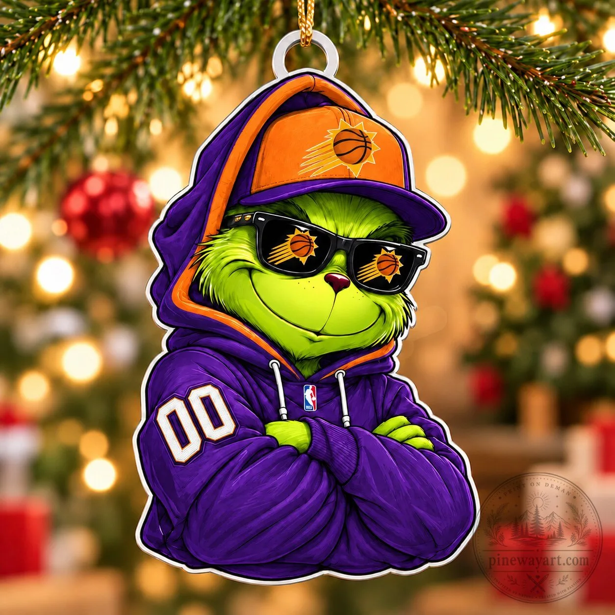 Phoenix Suns Grinch Christmas Tree Ornament Custom Number Holiday Decoration