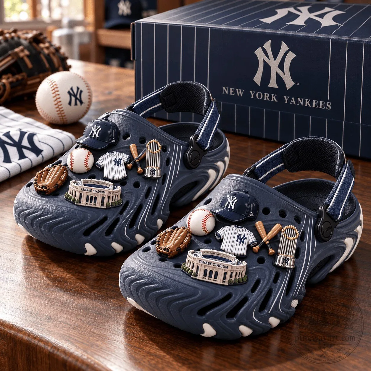 New York Yankees Baseball Team Navy Blue Crocs Shoes