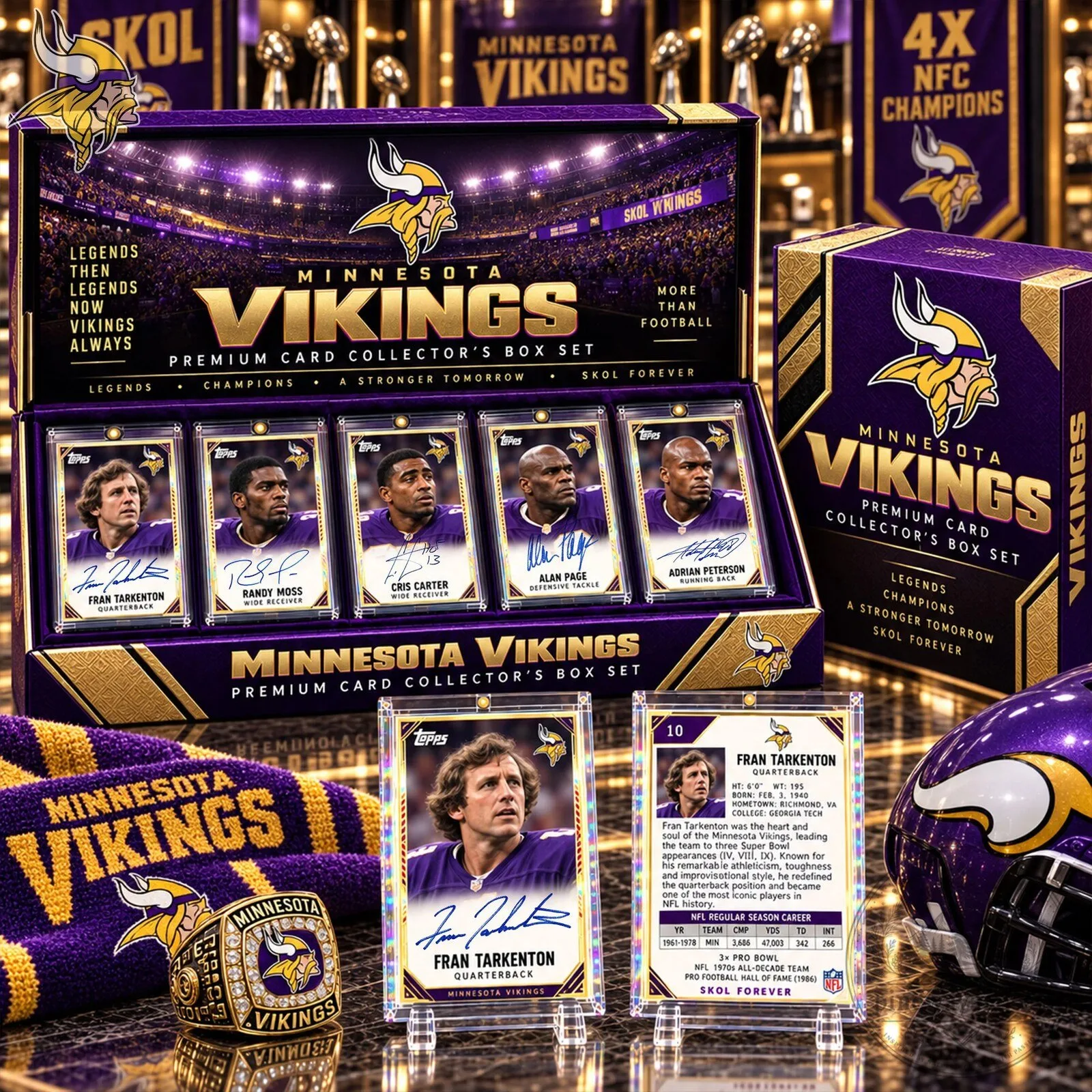 Minnesota Vikings Premium Football Card Collector's Box Set