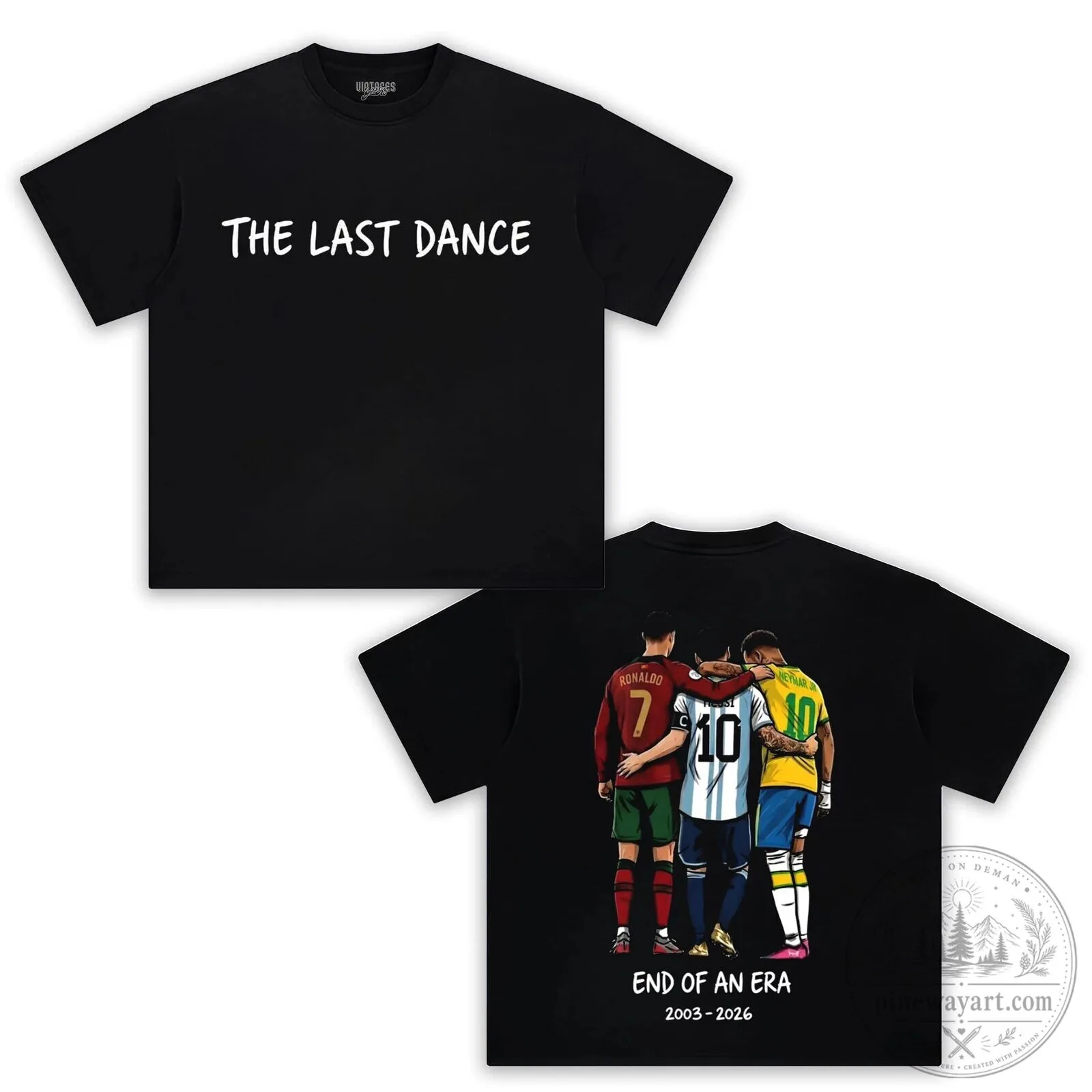 Ronaldo Messi Neymar The Last Dance End of an Era 2003-2026 Black T-Shirt