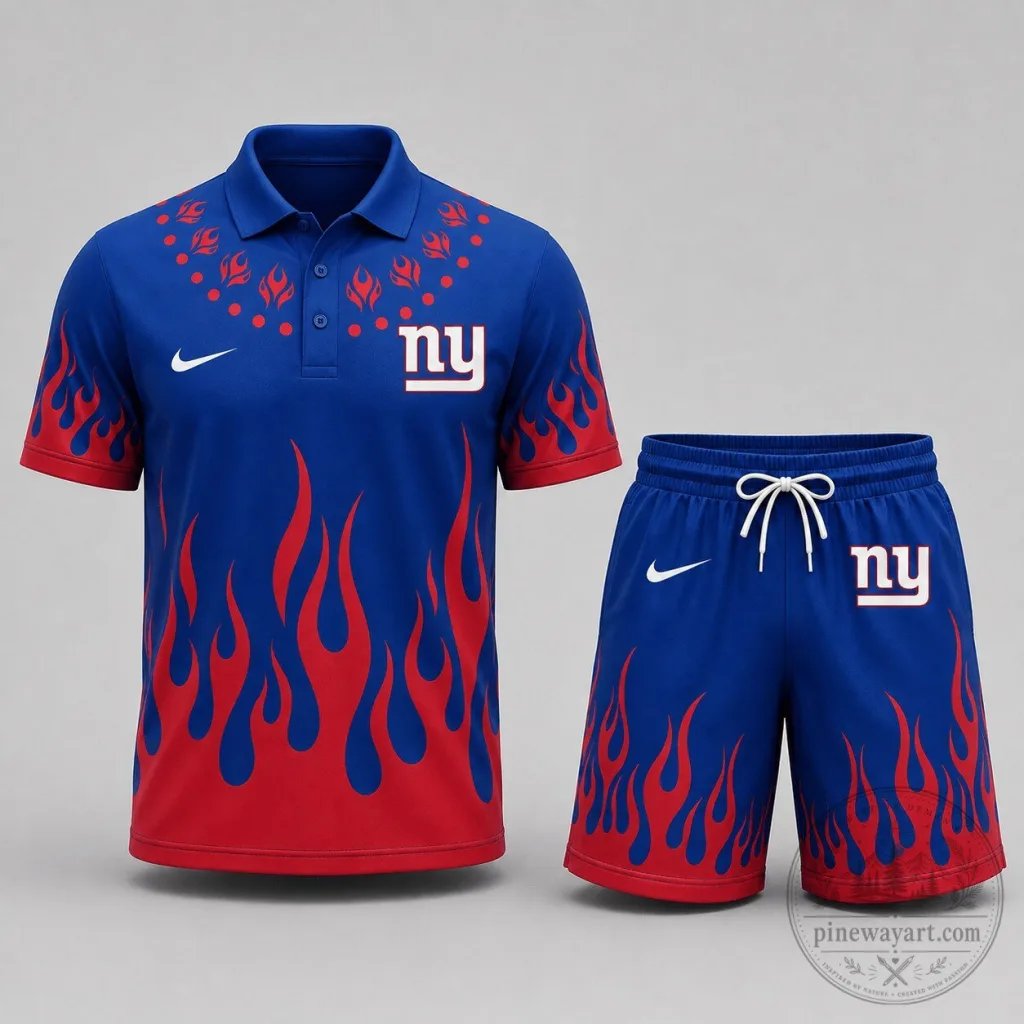 New York Giants Flame Performance Polo Shirt and Shorts Set New York Giants Flame Performance Polo Shirt and Shorts Set