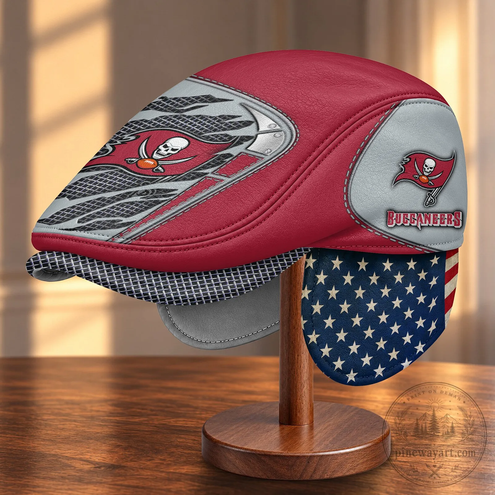 Tampa Bay Buccaneers National Football League Flat Cap Hat with Foldable Ear Flaps