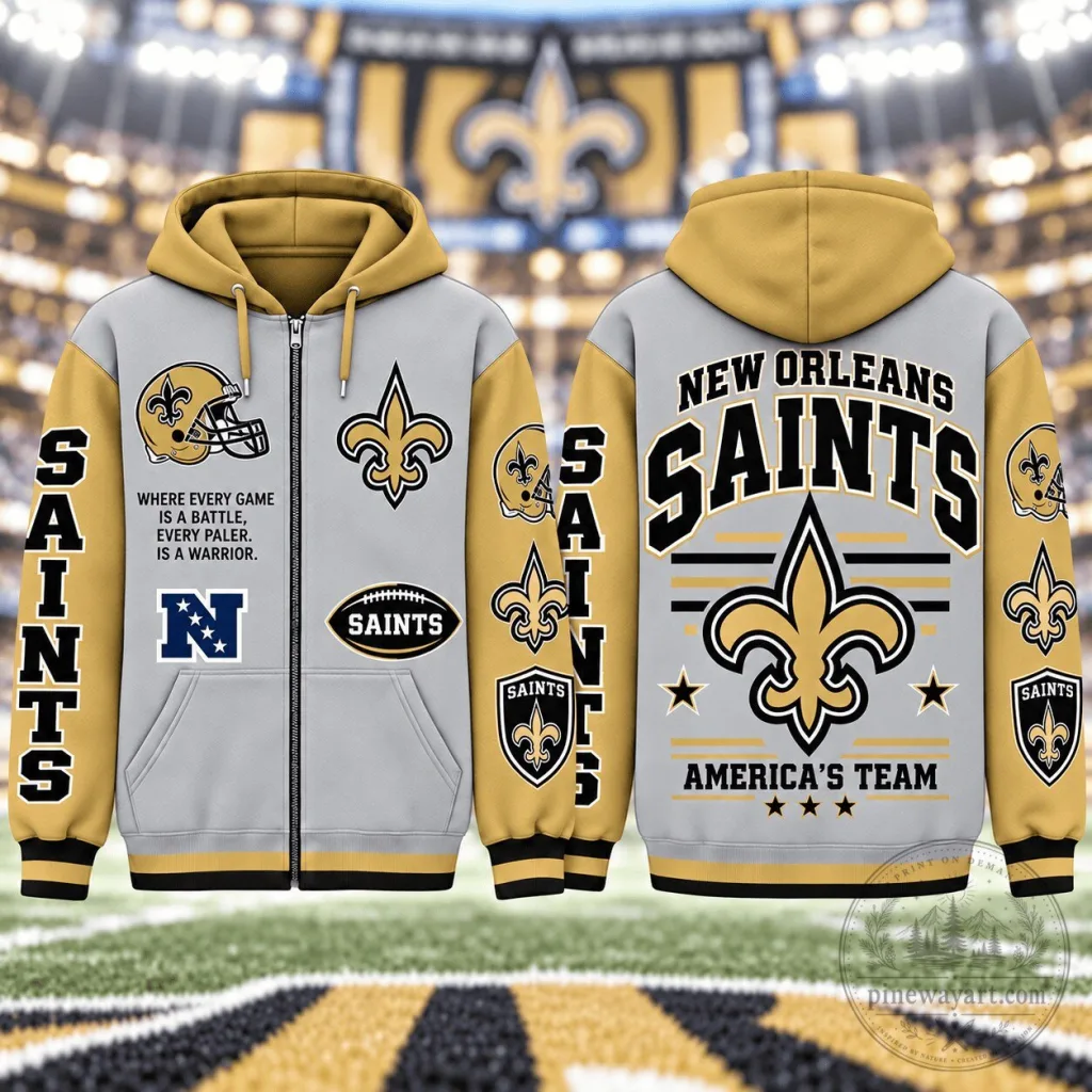 New Orleans Saints Football Team Gridiron Heritage Full Zip Hoodie New Orleans Saints Football Team Gridiron Heritage Full Zip Hoodie