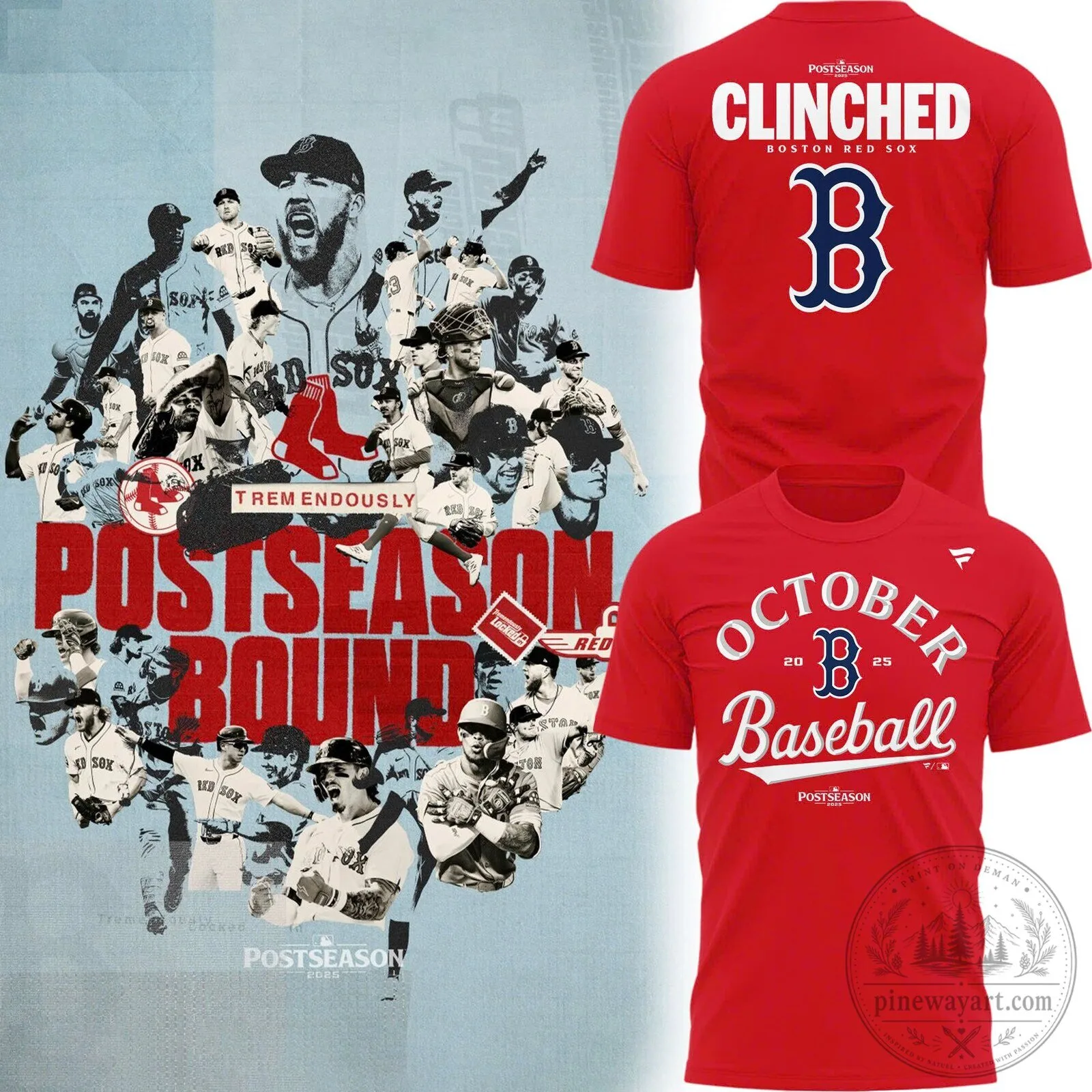 Boston Red Sox Baseball October 2025 Postseason Clinched T-Shirt 4 Boston Red Sox Baseball October 2025 Postseason Clinched T-Shirt
