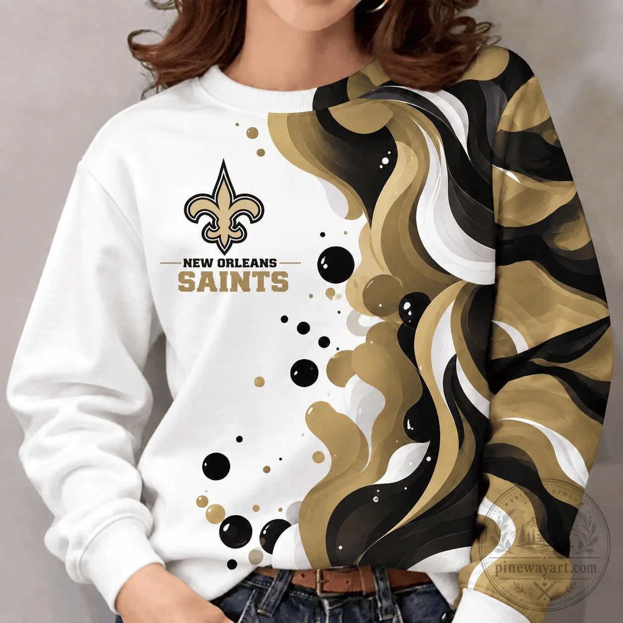 New Orleans Saints NFL Team Color Vibrant Tide Series Crewneck Sweatshirt