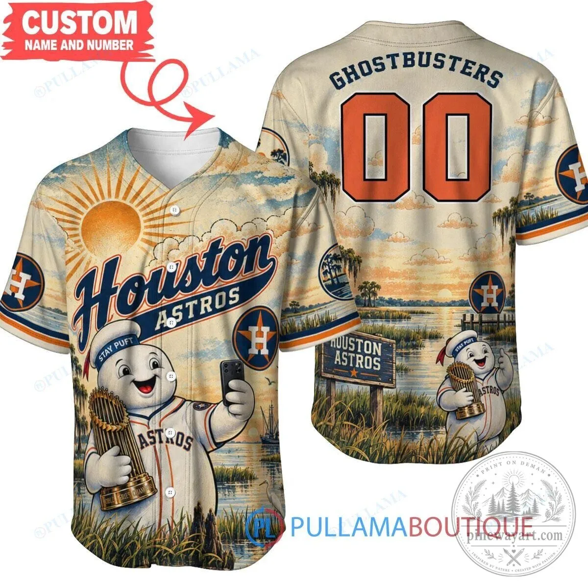 Houston Astros Ghostbusters Stay Puft Marshmallow Man World Series Baseball Jersey
