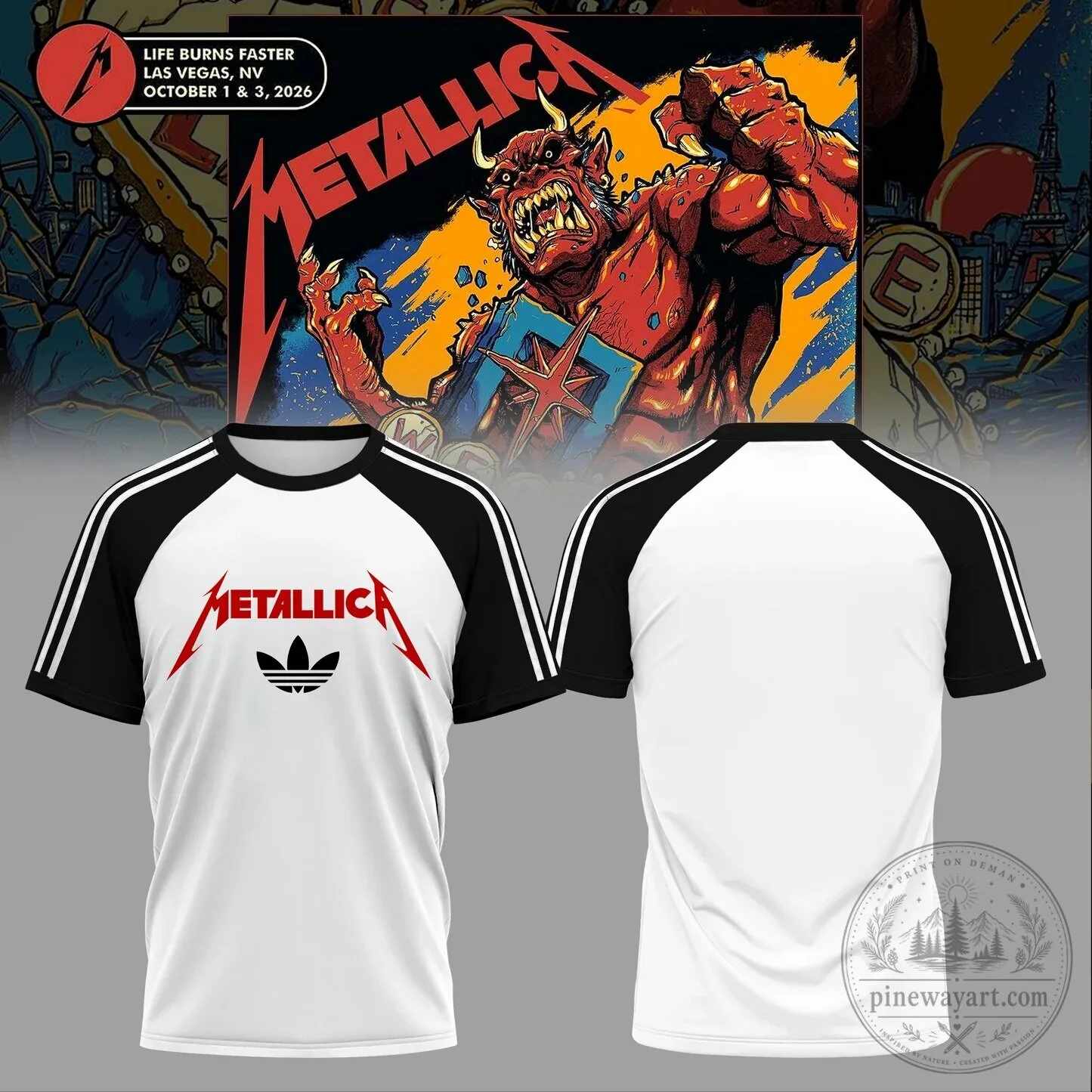 Metallica M72 World Tour Las Vegas Life Burns Faster Concert T-Shirt