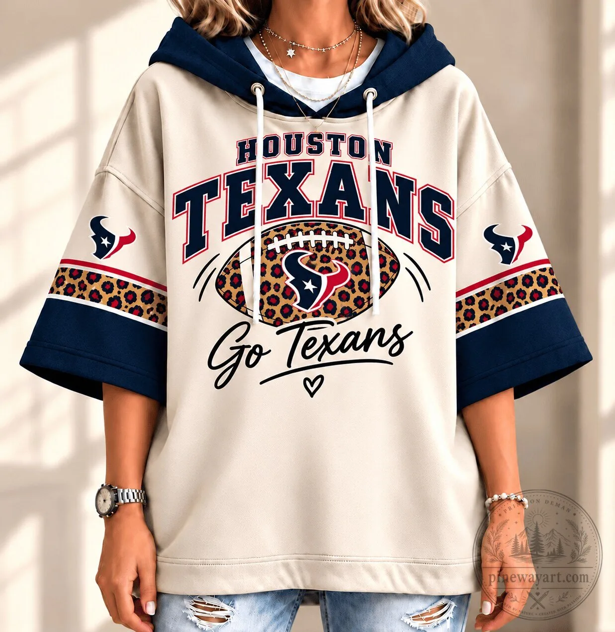 Houston Texans Leopard Print Football Team Oversized Hoodie for Women 5 Houston Texans Leopard Print Football Team Oversized Hoodie for Women