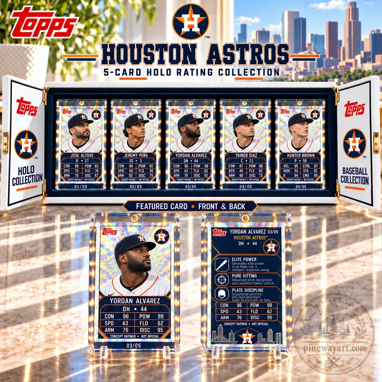 Houston Astros Topps 5-Card Holo Rating Collection Baseball Trading Card Box Set