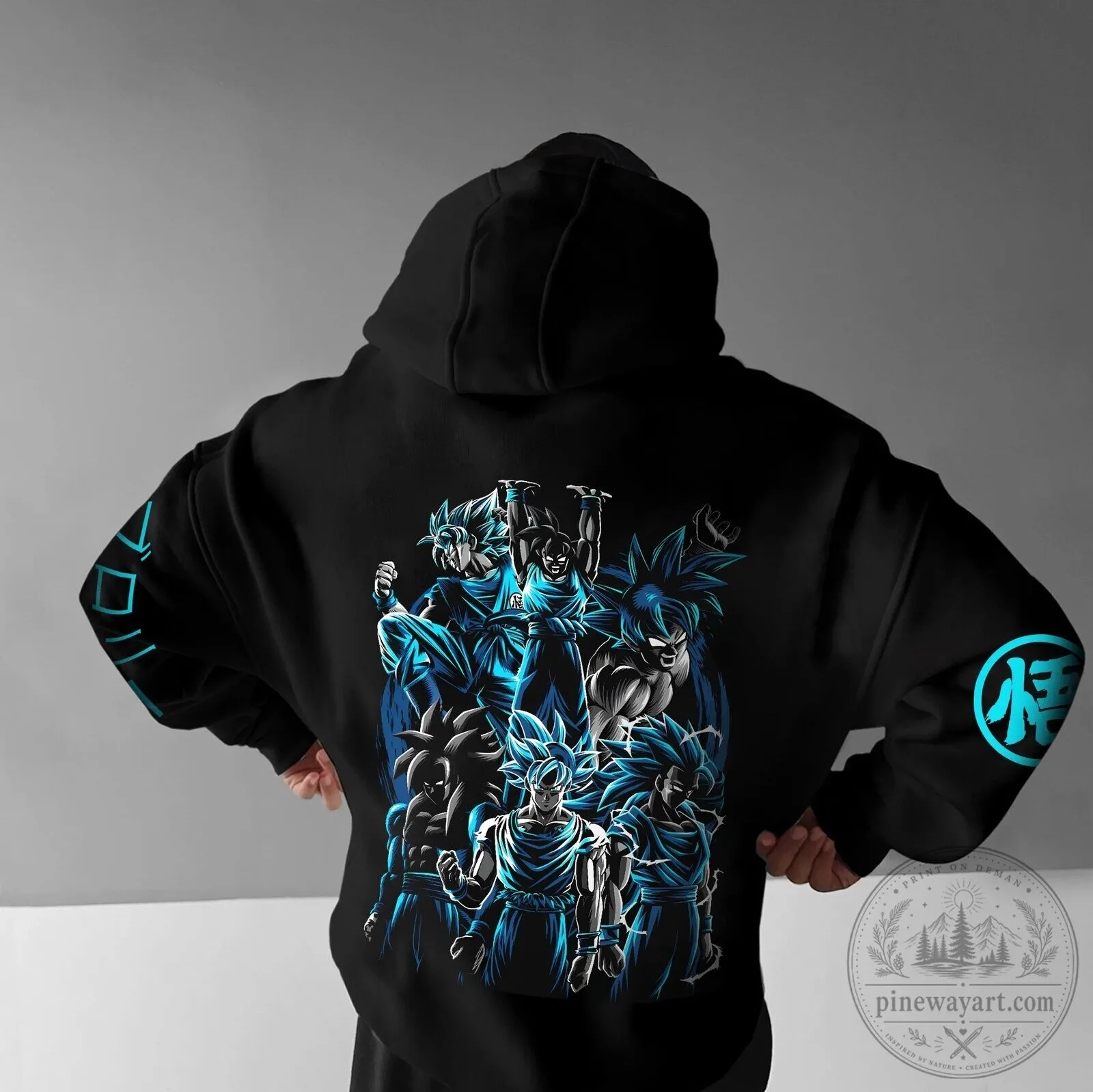 Black Pullover Hoodie featuring Super Saiyan Goku from Dragon Ball Z Anime