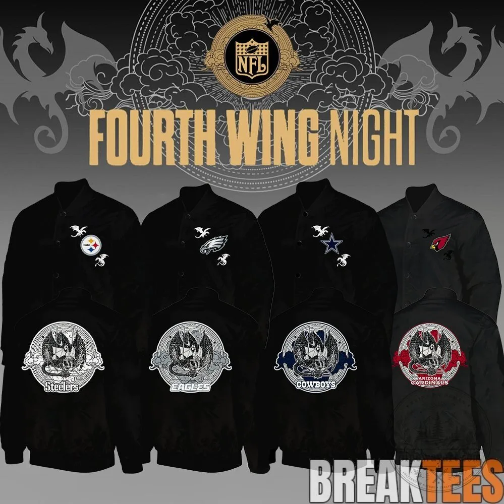 Fourth Wing Night NFL Football Teams Black Bomber Jacket 9 Fourth Wing Night NFL Football Teams Black Bomber Jacket