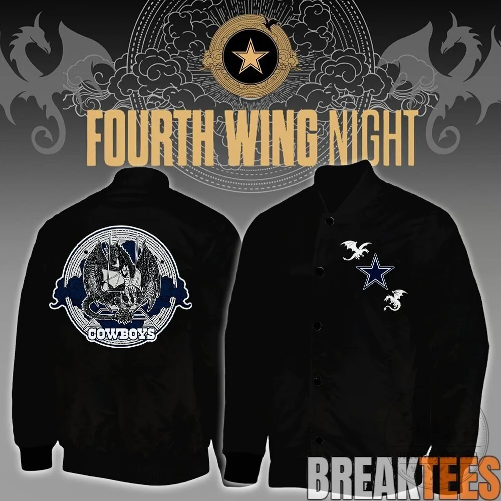 Fourth Wing Night NFL Football Teams Black Bomber Jacket 11 Fourth Wing Night NFL Football Teams Black Bomber Jacket