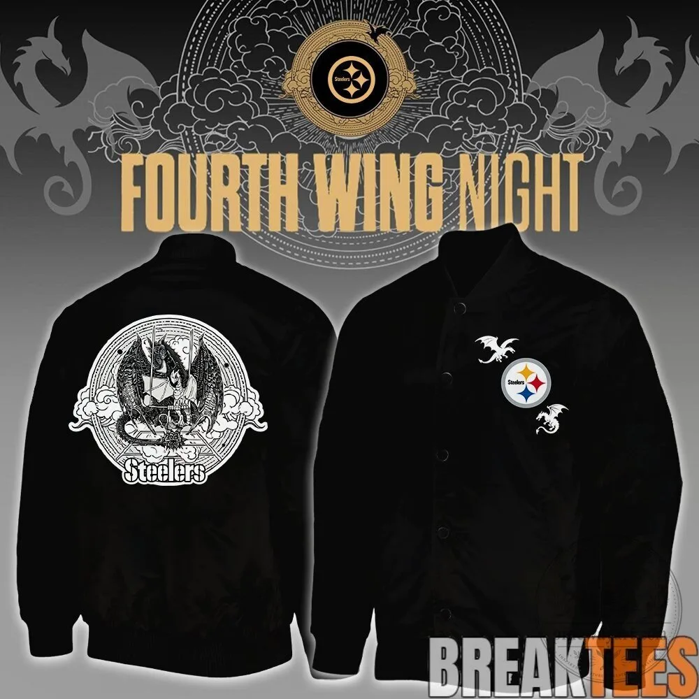 Fourth Wing Night NFL Football Teams Black Bomber Jacket 13 Fourth Wing Night NFL Football Teams Black Bomber Jacket