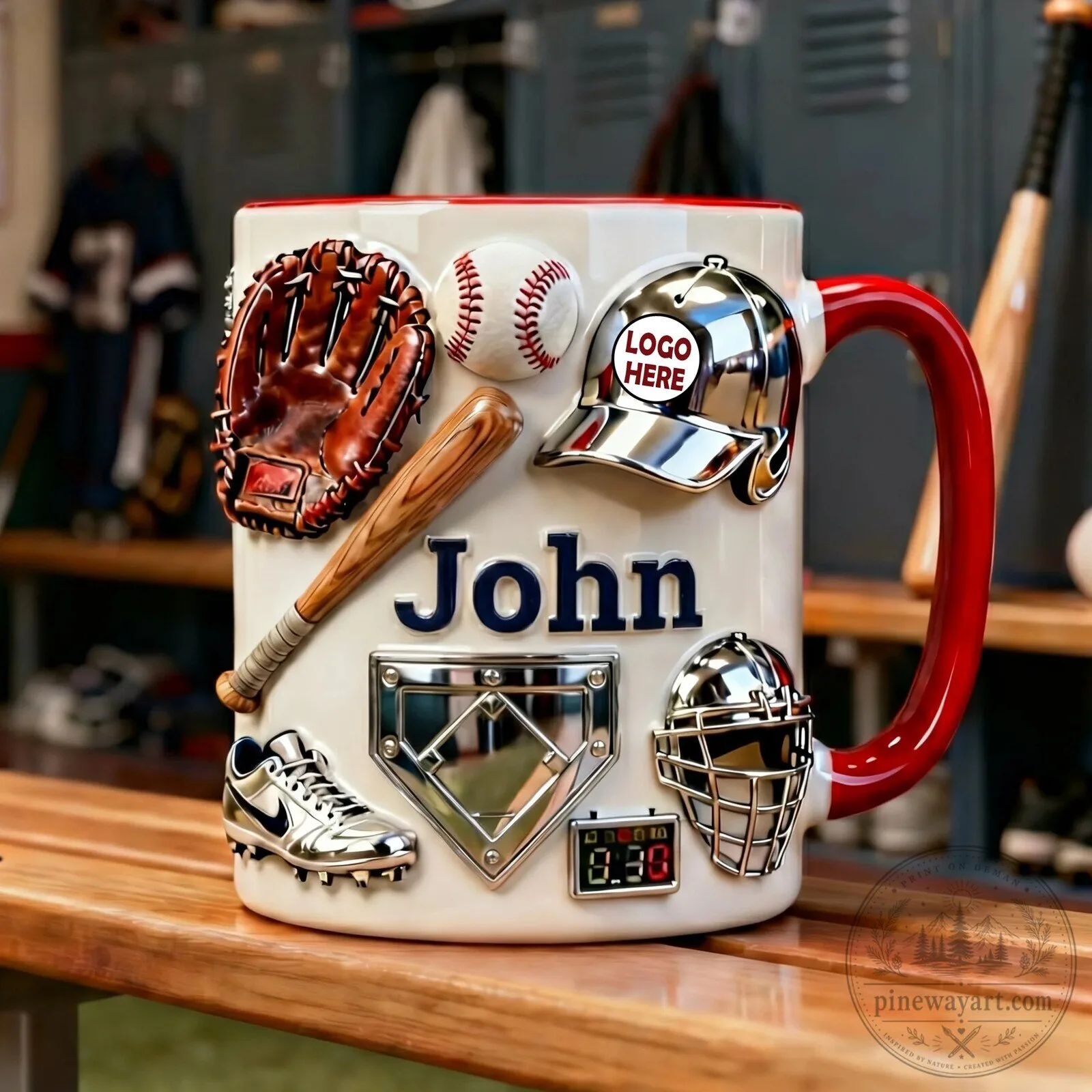 Personalized Baseball Theme Mug with Custom Name for Sports Lovers