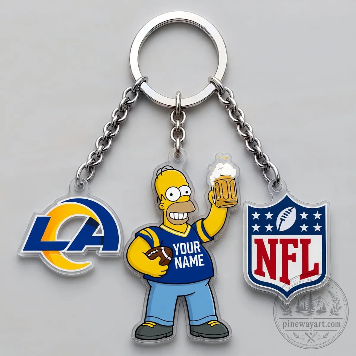 Los Angeles Rams Homer Simpson National Football League Triple Charm Keychain